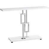 48" Accent Table in Glossy White & Chrome Metal